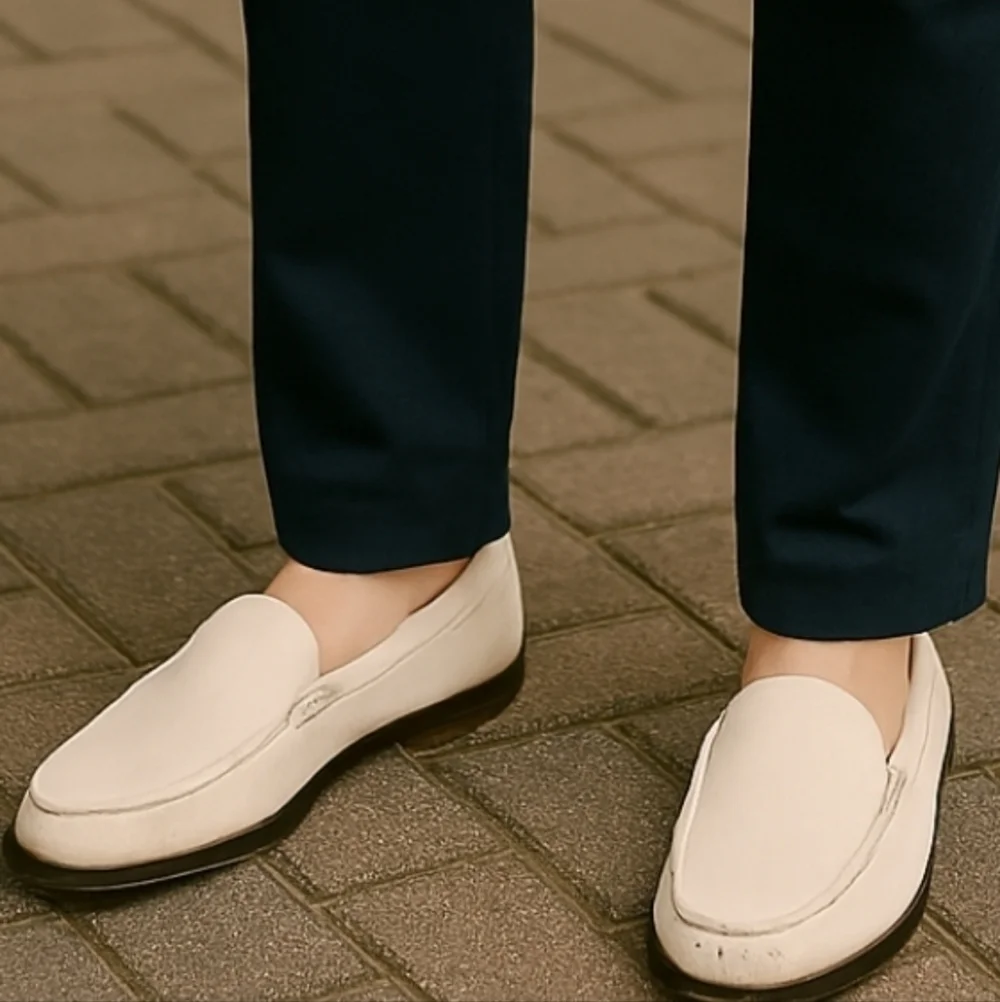 REG COMPANY made in Italy Beige Leather Men Loafers Size US 9/EUR 42